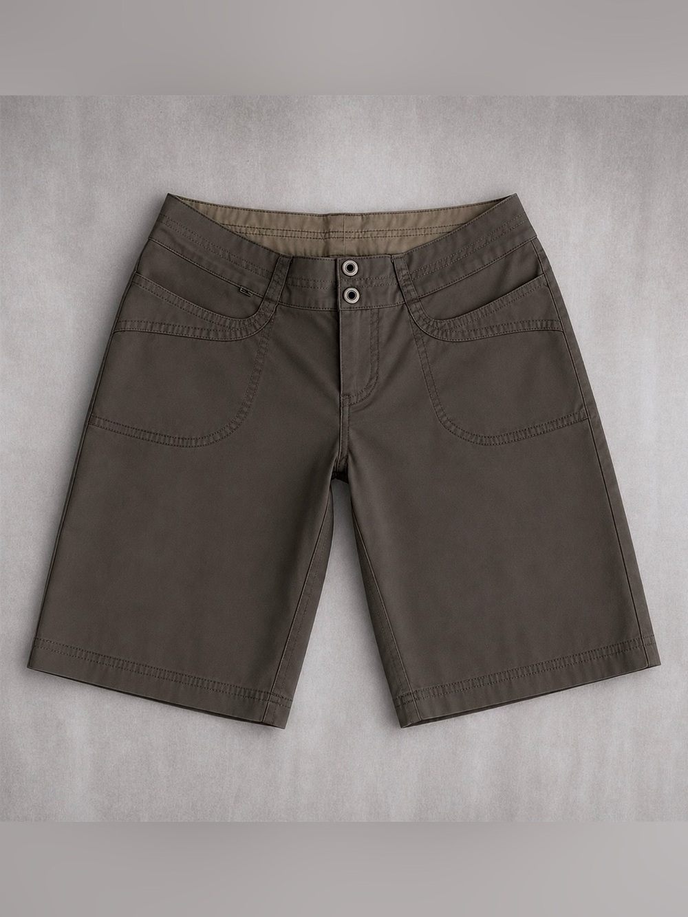 REI Cargo Hiking Shorts Pockets Cotton Nylon Olive Green, Brown Sz 2 GUC